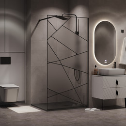 Душевая перегородка Niagara Nova 120 см NG-680-12BLACK, чёрный матовый/узор фото 