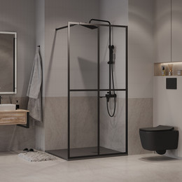 Душевая перегородка Niagara Nova 90 см NG-686-90BLACK, чёрный матовый/прозрачное фото 