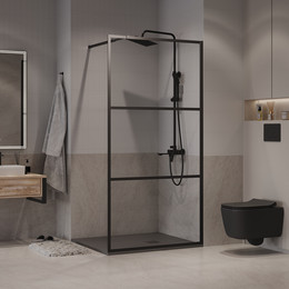 Душевая перегородка Niagara Nova 100 см NG-688-10BLACK, чёрный матовый/прозрачное фото 