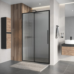 Душевая дверь Niagara Nova 120 см NG-84-L12FHB, чёрный матовый/матовое/рифленое фото 