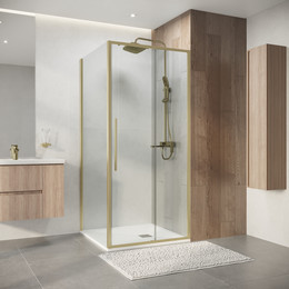 Душевое ограждение Niagara Nova 90x100 см NG-44-9ASG-A100SG-34, золото брашированное/прозрачное фото 