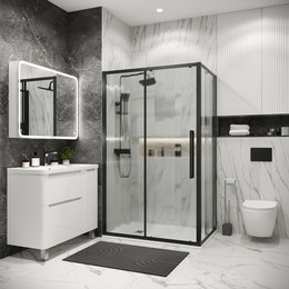 Душевое ограждение Grossman Cosmo 100x90 см 120.K33.02.1090.21.02, чёрный матовый/шиншилла фото 