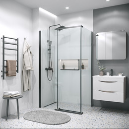 Душевое ограждение Grossman Pragma 110x80 см 120.K33.03.1180.21.00, чёрный матовый/прозрачное фото 