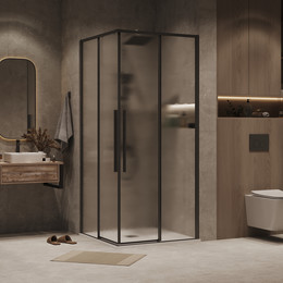 Душевое ограждение Grossman Galaxy 80x80 см 300.K33.01.8080.21.02, чёрный матовый/шиншилла фото 