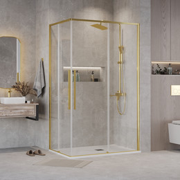 Душевое ограждение Grossman Galaxy 120x80 см 300.K33.01.1280.32.00, золото сатин/прозрачное фото 