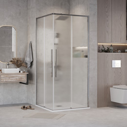 Душевое ограждение Grossman Galaxy 80x80 см 300.K33.01.8080.10.02, хром/шиншилла фото 