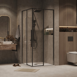 Душевое ограждение Grossman Galaxy 70x70 см 300.K33.01.7070.42.00, графит сатин/прозрачное фото 