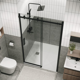 Душевая дверь Grossman Classic 120 см 100.K33.04.120.21.00, чёрный матовый/прозрачное фото 