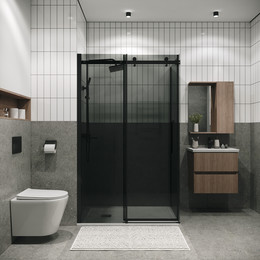 Душевое ограждение Grossman Classic 100x80 см 120.K33.04.1080.21.10, чёрный матовый/тонированное фото 