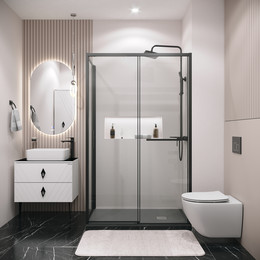 Душевое ограждение Grossman Style 100x80 см 120.K33.05.1080.21.00, чёрный матовый/прозрачное фото 