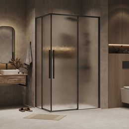 Душевое ограждение Grossman Galaxy 100x80 см 300.K33.01.80R10L.21.02, чёрный матовый/шиншилла фото 