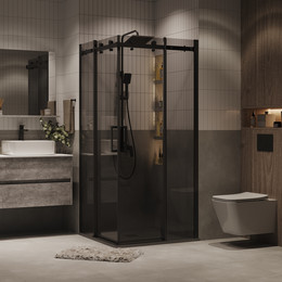 Душевое ограждение Grossman Classic 90x90 см 300.K33.04.9090.21.10, чёрный матовый/тонированное фото 