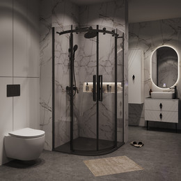 Душевое ограждение Grossman Classic 100x100 см 301.K33.04.1010.21.00, чёрный матовый/прозрачное фото 