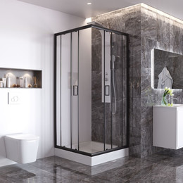 Душевое ограждение Taliente 100x100 см TA-10102-1CB, чёрный/прозрачное фото 