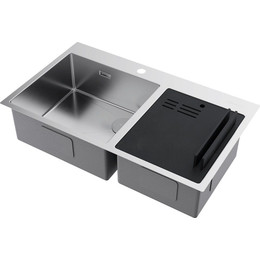 Кухонная мойка Omoikiri Akisame 86-2 Side IN 1,2 мм 4997021, Цвет производителя: нержавеющая сталь фото 