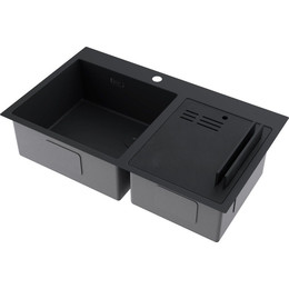 Кухонная мойка Omoikiri Akisame 86-2 Side GB 1,2 мм 4997047, графит, Цвет производителя: графит фото 