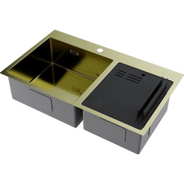 Кухонная мойка Omoikiri Akisame 86-2 Side LG 1,2 мм 4997048, светлое золото, Цвет производителя: светлое золото фото 