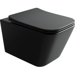 Унитаз подвесной безободковый Ceramicanova Metric Rimless CN3007MB с крышкой микролифт, чёрный матовый, Цвет производителя: чёрный матовый фото 