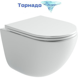 Унитаз подвесной безободковый Ceramicanova Vogue CN4008T (система смыва Торнадо) с крышкой микролифт, Цвет производителя: белый фото 