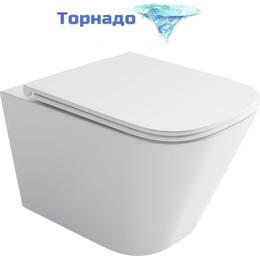 Унитаз подвесной безободковый Ceramicanova Union CN4009T (система смыва Торнадо) с крышкой микролифт, Цвет производителя: белый фото 