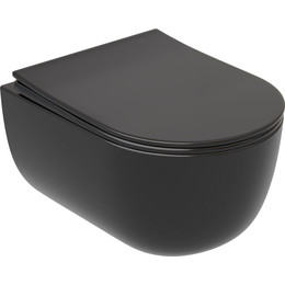 Унитаз подвесной безободковый Ceramicanova Modena Rimless CN6063MB с крышкой микролифт, чёрный матовый, Цвет производителя: чёрный матовый фото 
