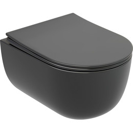 Унитаз подвесной безободковый Ceramicanova Modena Rimless CN6063MDH с крышкой микролифт, чёрный матовый фото 