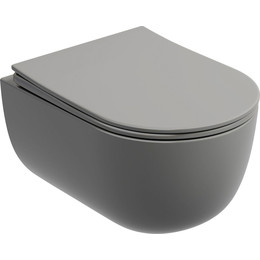 Унитаз подвесной безободковый Ceramicanova Modena Rimless CN6063MH с крышкой микролифт, серый матовый, Цвет производителя: тёмно-серый матовый фото 
