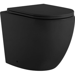 Унитаз приставной безободковый Abber Bequem AC1111TMB с крышкой микролифт, чёрный (выпуск горизонтальный), Цвет производителя: чёрный фото 
