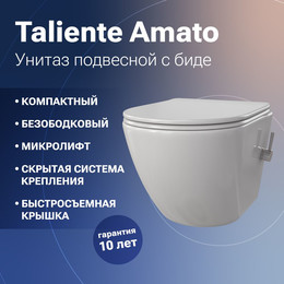 Унитаз-биде подвесной Taliente Amato AM25010 SMcromo с крышкой микролифт фото 