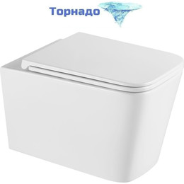 Унитаз подвесной безободковый Grossman GR-4441SQ с крышкой микролифт (Система смыва торнадо), Цвет производителя: белый фото 