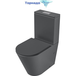 Унитаз-компакт безободковый Grossman GR-4458GMSQ с крышкой микролифт, серый матовый (Система смыва торнадо), Цвет производителя: серый матовый фото 