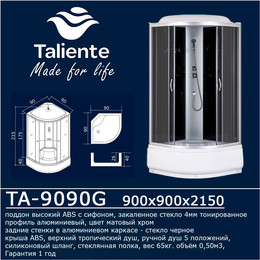 Душевая кабина Taliente 90x90 см TA-9090G, хром/тонированное фото 