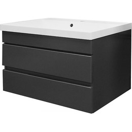 Тумба подвесная с раковиной AN Эстелла 80 см, графит фото 