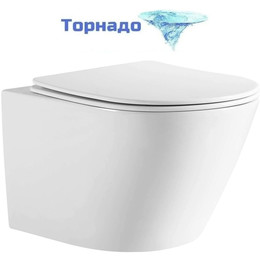 Унитаз подвесной безободковый Aquatek Либерти AQ1999T-00 с крышкой микролифт (система смыва Торнадо) фото 