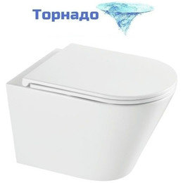 Унитаз подвесной безободковый Grossman GR-4403SQ с крышкой микролифт (Система смыва торнадо) фото 