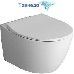 Унитаз подвесной безободковый Grossman GR-4405SQ с крышкой микролифт (Система смыва торнадо) фото 