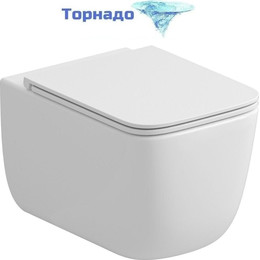 Унитаз подвесной безободковый Grossman GR-4409SQ с крышкой микролифт (Система смыва торнадо) фото 