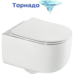 Унитаз подвесной безободковый Grossman GR-4416SQ с крышкой микролифт (Система смыва торнадо) фото 