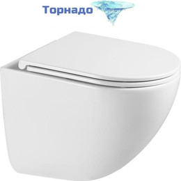 Унитаз подвесной безободковый Grossman GR-4455SQC с крышкой микролифт, белый глянцевый (Система смыва торнадо) фото 