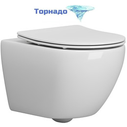 Унитаз подвесной безободковый Grossman GR-4457SQ с крышкой микролифт (Система смыва торнадо), Цвет производителя: белый фото 