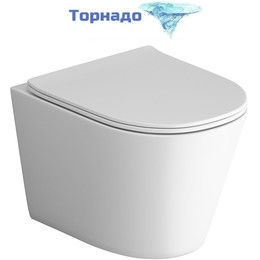 Унитаз подвесной безободковый Grossman GR-4477MSQ с крышкой микролифт, белый матовый (Система смыва торнадо), Цвет производителя: белый матовый фото 