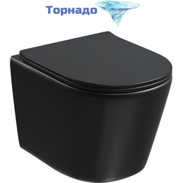 Унитаз подвесной безободковый Grossman GR-4477BMSQ с крышкой микролифт, чёрный матовый (Система смыва торнадо), Цвет производителя: чёрный матовый фото 