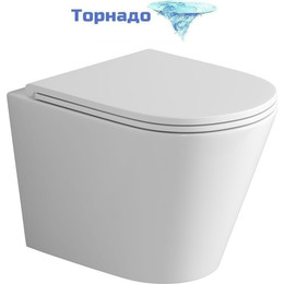 Унитаз подвесной безободковый Grossman GR-4478SQ с крышкой микролифт (Система смыва торнадо), Цвет производителя: белый фото 