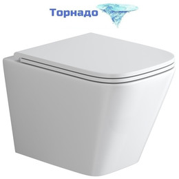 Унитаз подвесной безободковый Grossman GR-4479SQ с крышкой микролифт (Система смыва торнадо) фото 
