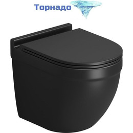Унитаз подвесной безободковый Grossman GR-4483BMSQ с крышкой микролифт, чёрный матовый (Система смыва торнадо), Цвет производителя: чёрный матовый фото 