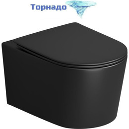 Унитаз подвесной безободковый Grossman GR-4499BMSQ с крышкой микролифт, чёрный матовый (Система смыва торнадо), Цвет производителя: чёрный матовый фото 