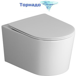 Унитаз подвесной безободковый Grossman GR-4499SQ с крышкой микролифт (Система смыва торнадо), Цвет производителя: белый фото 