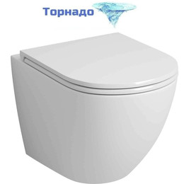 Унитаз подвесной безободковый Grossman GR-4455SQ с крышкой микролифт, белый глянцевый (Система смыва торнадо) фото 