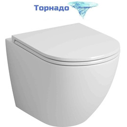 Унитаз подвесной безободковый Grossman GR-4455MSQ с крышкой микролифт, белый матовый (Система смыва торнадо) фото 