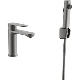 Смеситель для раковины с лейкой для биде Belz B12713-3, оружейная сталь фото 